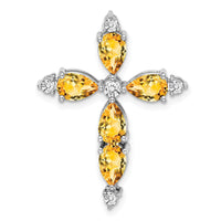 14k White Gold Citrine and Diamond Cross Chain Slide-PM7040-CI-020-WA