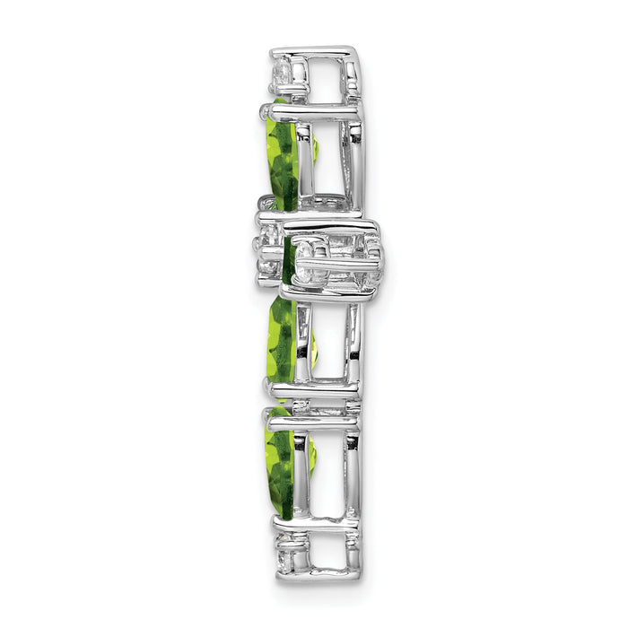 14k White Gold Peridot and Diamond Cross Chain Slide-PM7040-PE-020-WA