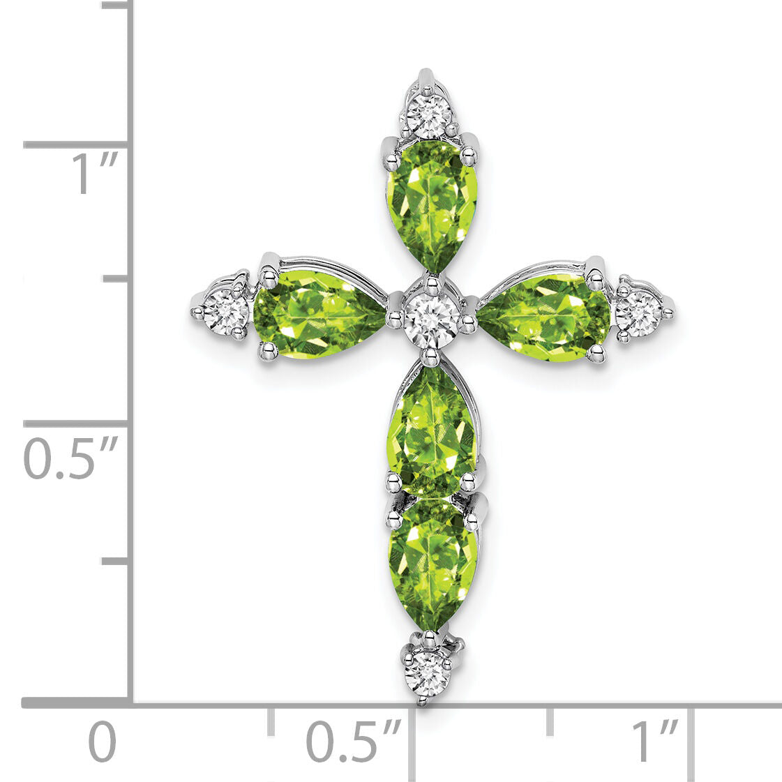 14k White Gold Peridot and Diamond Cross Chain Slide-PM7040-PE-020-WA
