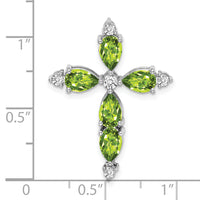 14k White Gold Peridot and Diamond Cross Chain Slide-PM7040-PE-020-WA