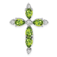 14k White Gold Peridot and Diamond Cross Chain Slide-PM7040-PE-020-WA