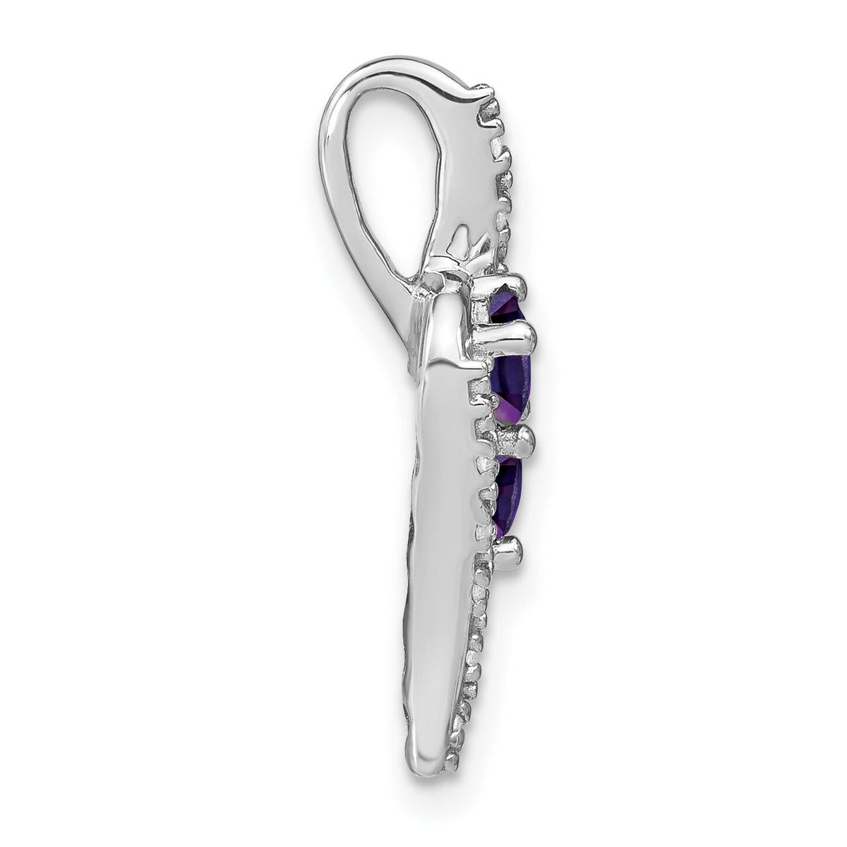 14k White Gold Amethyst and Diamond Chain Slide-PM7041-AM-005-WA