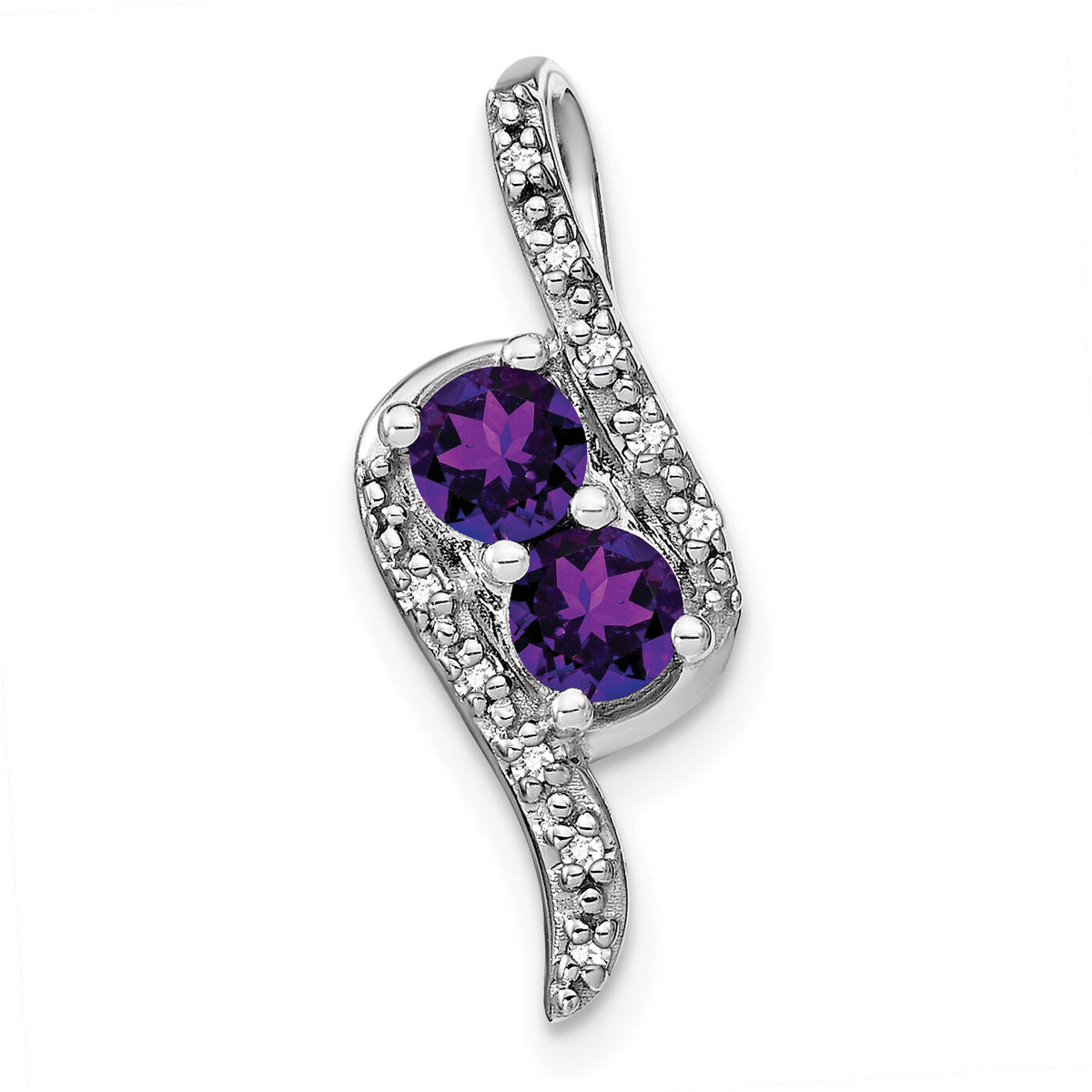 14k White Gold Amethyst and Diamond Chain Slide-PM7041-AM-005-WA