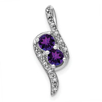 14k White Gold Amethyst and Diamond Chain Slide-PM7041-AM-005-WA