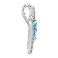 14k White Gold Blue Topaz and Diamond Chain Slide-PM7041-BT-005-WA