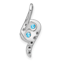 14k White Gold Blue Topaz and Diamond Chain Slide-PM7041-BT-005-WA