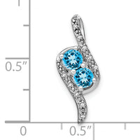 14k White Gold Blue Topaz and Diamond Chain Slide-PM7041-BT-005-WA