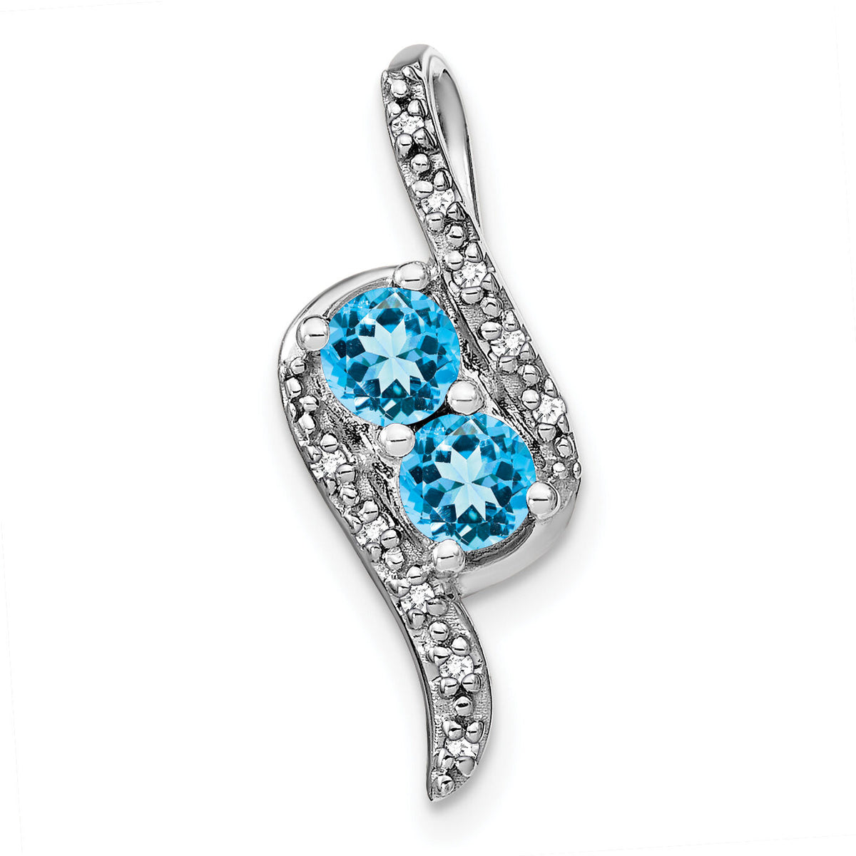 14k White Gold Blue Topaz and Diamond Chain Slide-PM7041-BT-005-WA