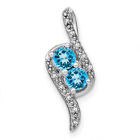 14k White Gold Blue Topaz and Diamond Chain Slide-PM7041-BT-005-WA