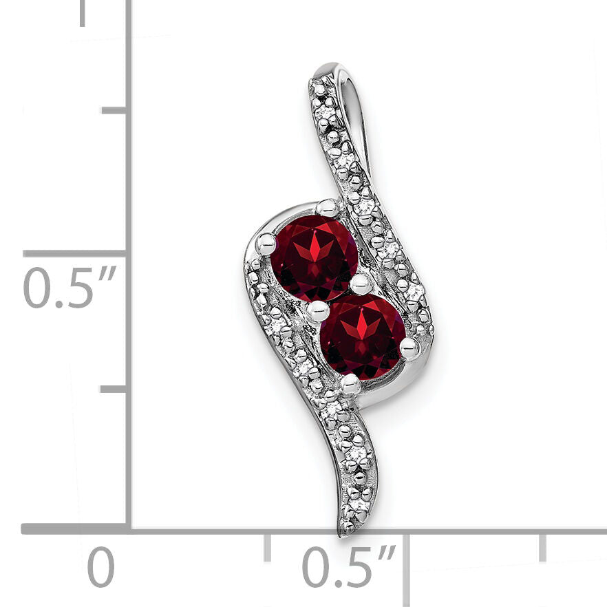 14k White Gold Garnet and Diamond Chain Slide-PM7041-GA-005-WA