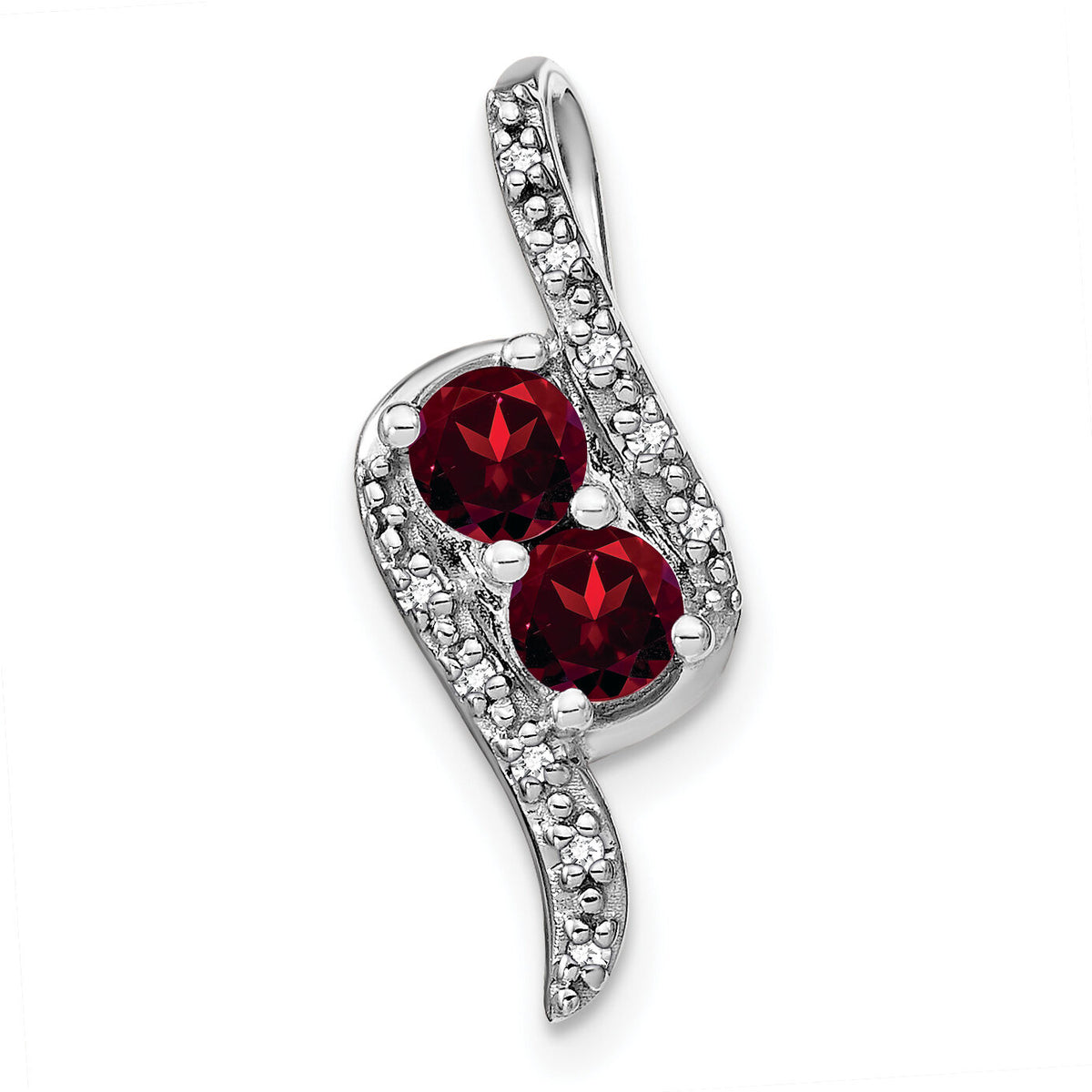 14k White Gold Garnet and Diamond Chain Slide-PM7041-GA-005-WA