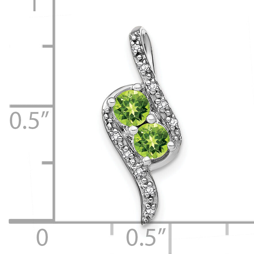 14k White Gold Peridot and Diamond Chain Slide-PM7041-PE-005-WA