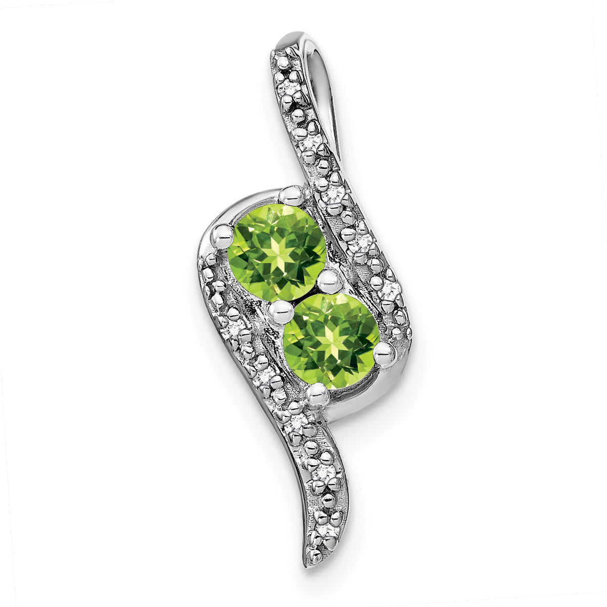14k White Gold Peridot and Diamond Chain Slide-PM7041-PE-005-WA