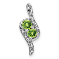 14k White Gold Peridot and Diamond Chain Slide-PM7041-PE-005-WA