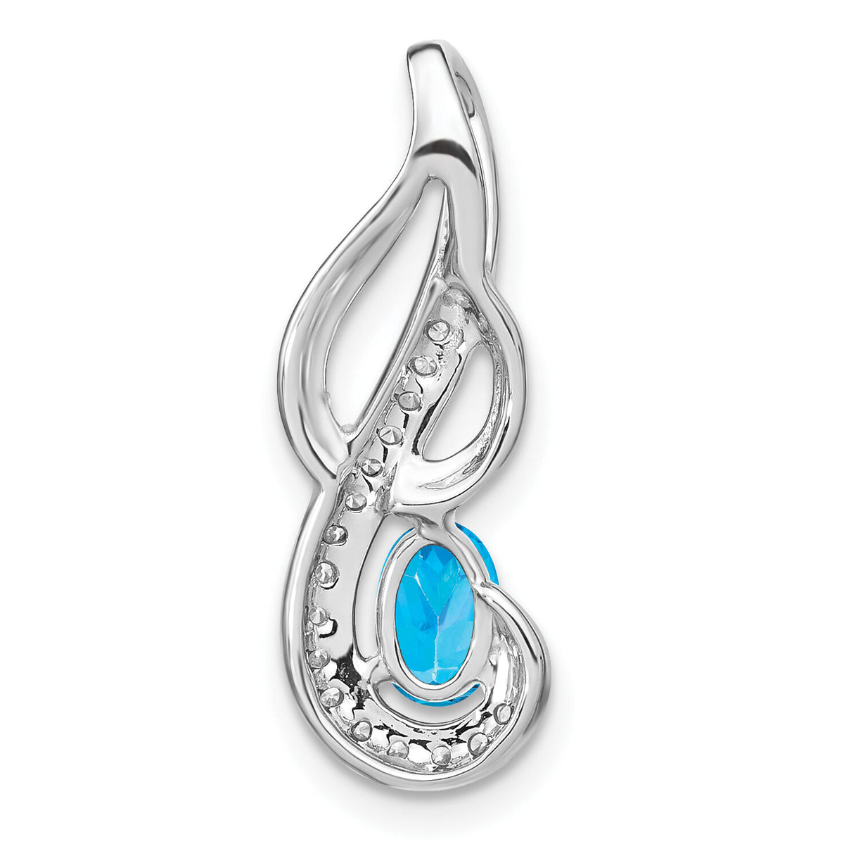 14k White Gold Blue Topaz and Diamond Swirl Pendant-PM7042-BT-010-WA