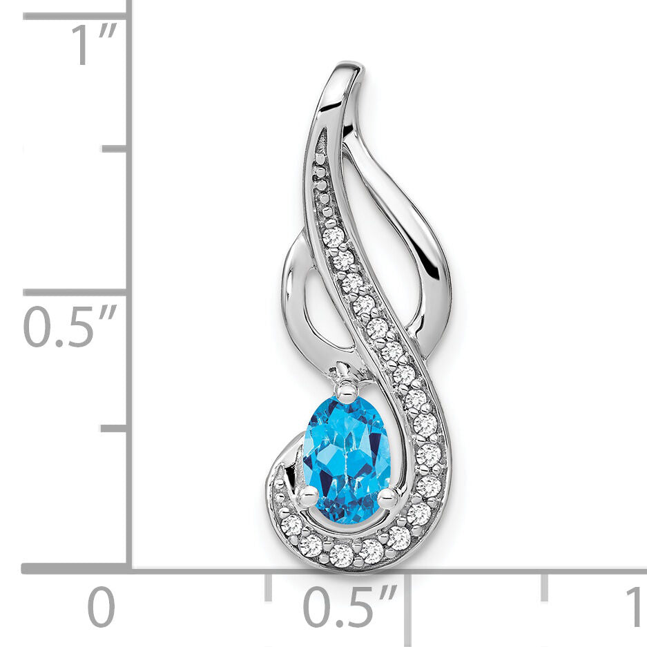 14k White Gold Blue Topaz and Diamond Swirl Pendant-PM7042-BT-010-WA