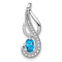 14k White Gold Blue Topaz and Diamond Swirl Pendant-PM7042-BT-010-WA