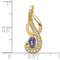 14k Mystic Fire Topaz and Diamond Swirl Pendant-PM7042-FT-010-YA