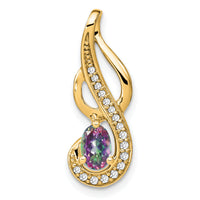 14k Mystic Fire Topaz and Diamond Swirl Pendant-PM7042-FT-010-YA