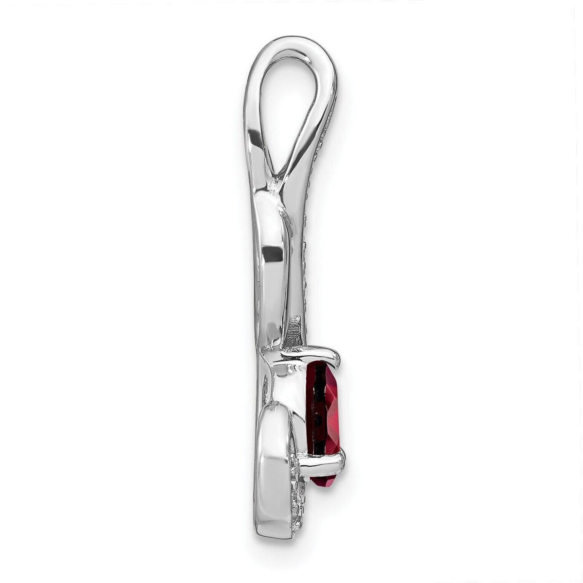 14k White Gold Garnet and Diamond Swirl Pendant-PM7042-GA-010-WA