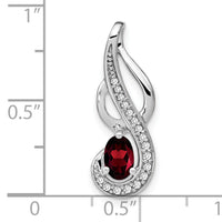 14k White Gold Garnet and Diamond Swirl Pendant-PM7042-GA-010-WA