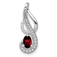 14k White Gold Garnet and Diamond Swirl Pendant-PM7042-GA-010-WA