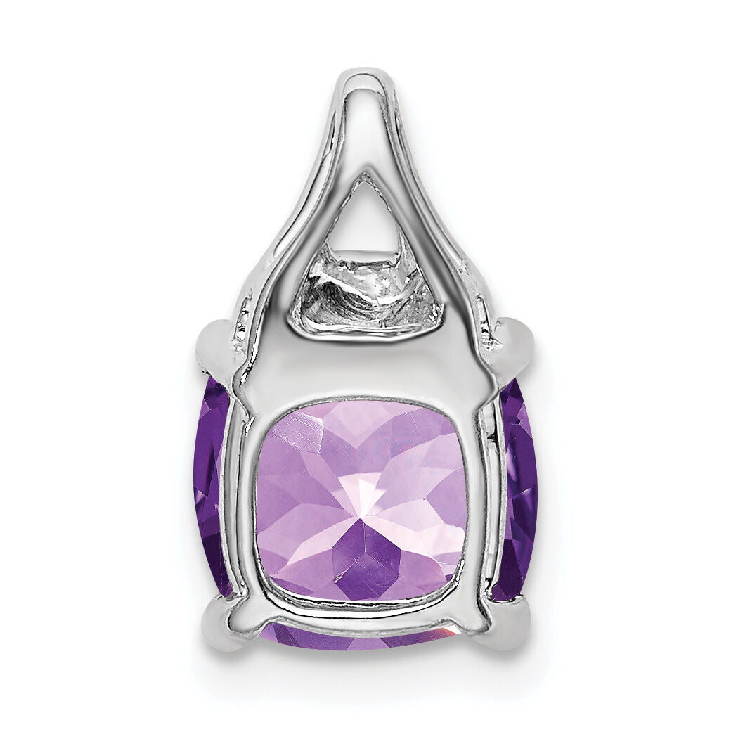 14k White Gold Cushion Amethyst and Diamond Pendant-PM7043-AM-002-WA