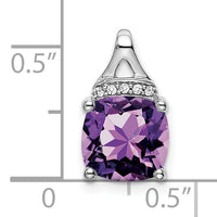14k White Gold Cushion Amethyst and Diamond Pendant-PM7043-AM-002-WA