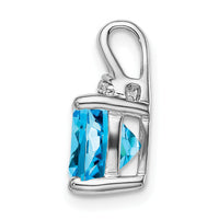 14k White Gold Cushion Blue Topaz and Diamond Pendant-PM7043-BT-002-WA