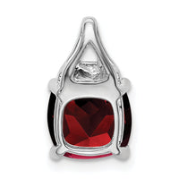 14k White Gold Cushion Garnet and Diamond Pendant-PM7043-GA-002-WA