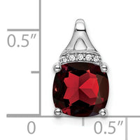 14k White Gold Cushion Garnet and Diamond Pendant-PM7043-GA-002-WA