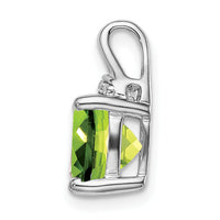 14k White Gold Cushion Peridot and Diamond Pendant-PM7043-PE-002-WA