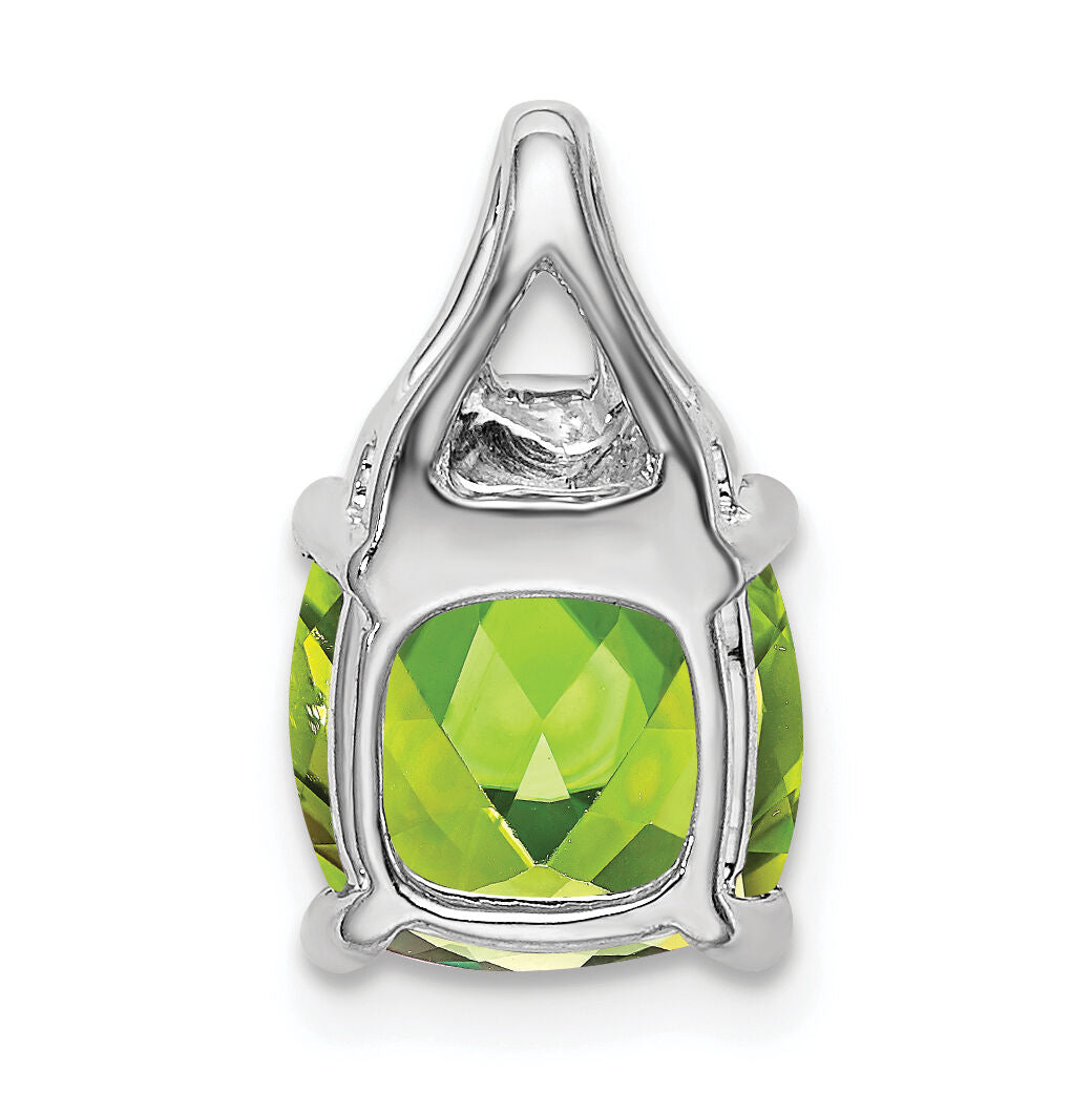 14k White Gold Cushion Peridot and Diamond Pendant-PM7043-PE-002-WA