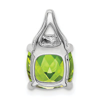14k White Gold Cushion Peridot and Diamond Pendant-PM7043-PE-002-WA