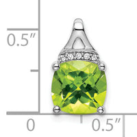 14k White Gold Cushion Peridot and Diamond Pendant-PM7043-PE-002-WA