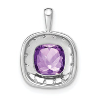 14k White Gold Cushion Amethyst and Diamond Pendant-PM7044-AM-016-WA