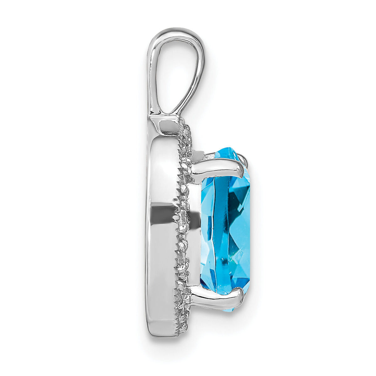 14k White Gold Cushion Blue Topaz and Diamond Pendant-PM7044-BT-016-WA