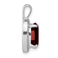 14k White Gold Cushion Garnet and Diamond Pendant-PM7044-GA-016-WA