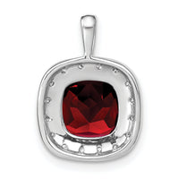 14k White Gold Cushion Garnet and Diamond Pendant-PM7044-GA-016-WA