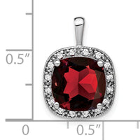 14k White Gold Cushion Garnet and Diamond Pendant-PM7044-GA-016-WA