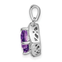 14k White Gold Cushion Amethyst and Diamond Pendant-PM7045-AM-004-WA