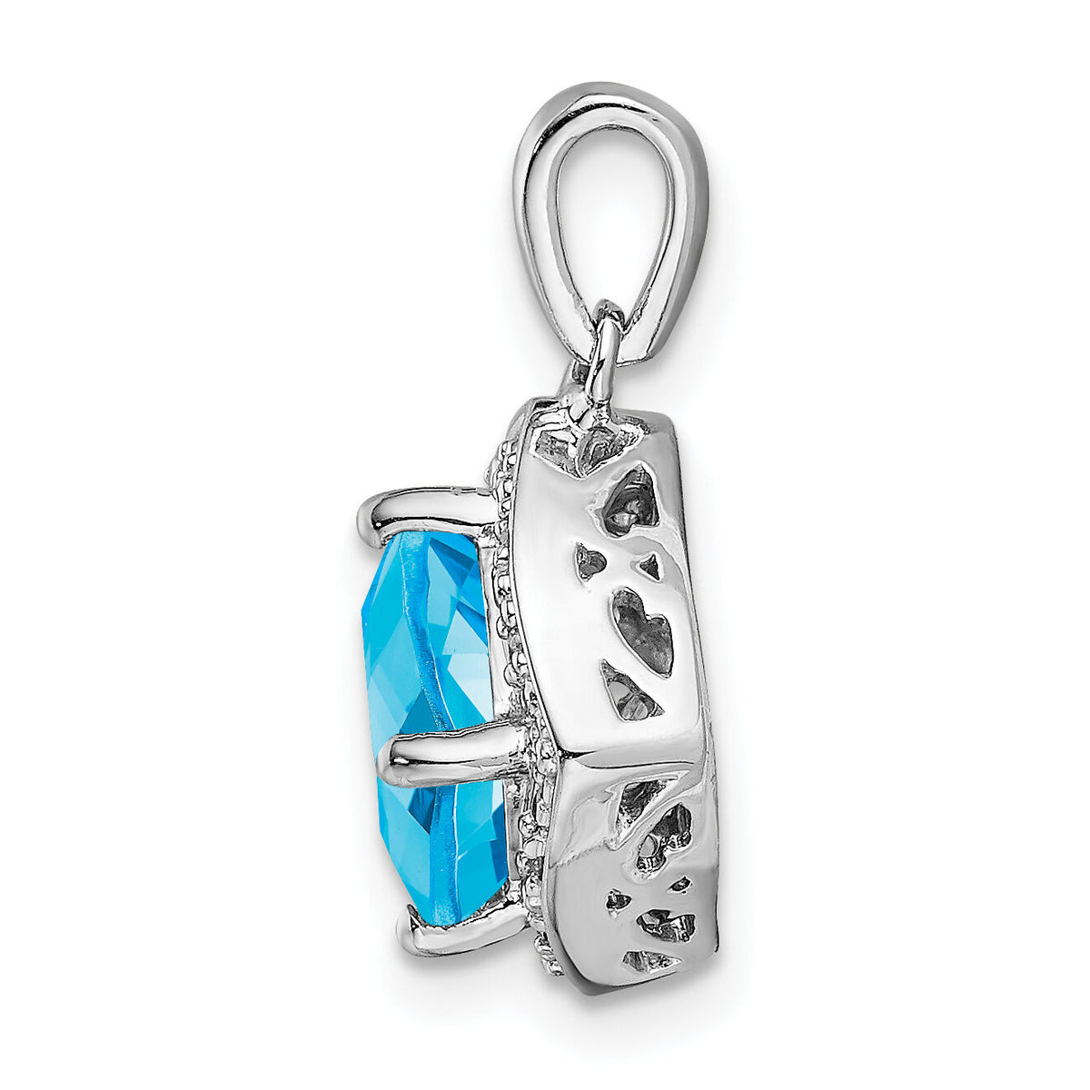 14k White Gold Cushion Blue Topaz and Diamond Pendant-PM7045-BT-004-WA