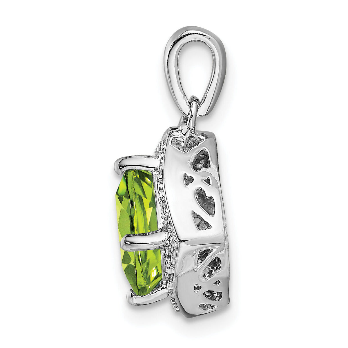 14k White Gold Cushion Peridot and Diamond Pendant-PM7045-PE-004-WA