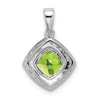 14k White Gold Cushion Peridot and Diamond Pendant-PM7045-PE-004-WA