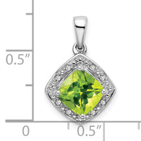 14k White Gold Cushion Peridot and Diamond Pendant-PM7045-PE-004-WA