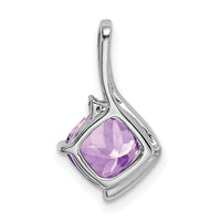 14k White Gold Cushion Amethyst and Diamond Pendant-PM7046-AM-001-WA