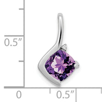 14k White Gold Cushion Amethyst and Diamond Pendant-PM7046-AM-001-WA