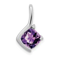 14k White Gold Cushion Amethyst and Diamond Pendant-PM7046-AM-001-WA