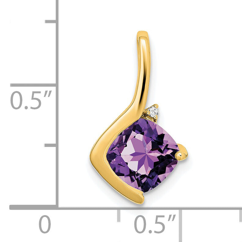 14k Cushion Amethyst and Diamond Pendant-PM7046-AM-001-YA