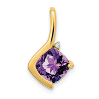 14k Cushion Amethyst and Diamond Pendant-PM7046-AM-001-YA